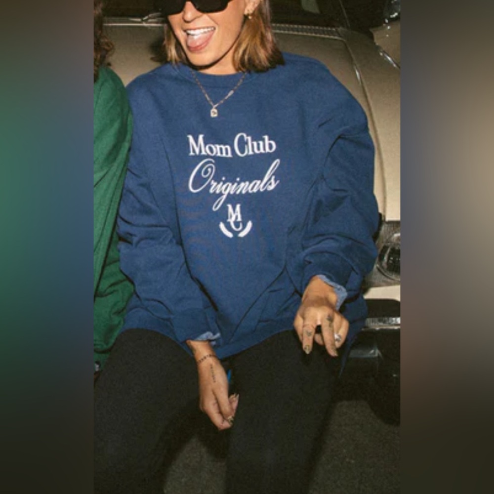 NWOT Slyfox Threads Mom Club Originals Blue Crewneck Sweater